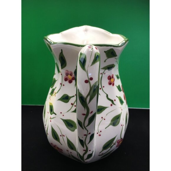 Vintage RCCL Portugal Water Pitcher Porcelain Painted Floral & Leaves Signed  67 - Picture 6 of 14